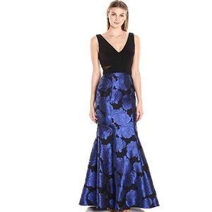 XSCAPE Brocade Illusion Prom Evening Gown Black